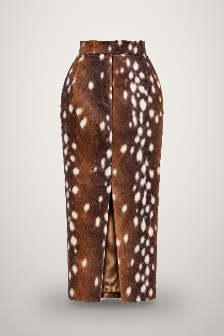 Cocoa fawn midi skirt in dark brown