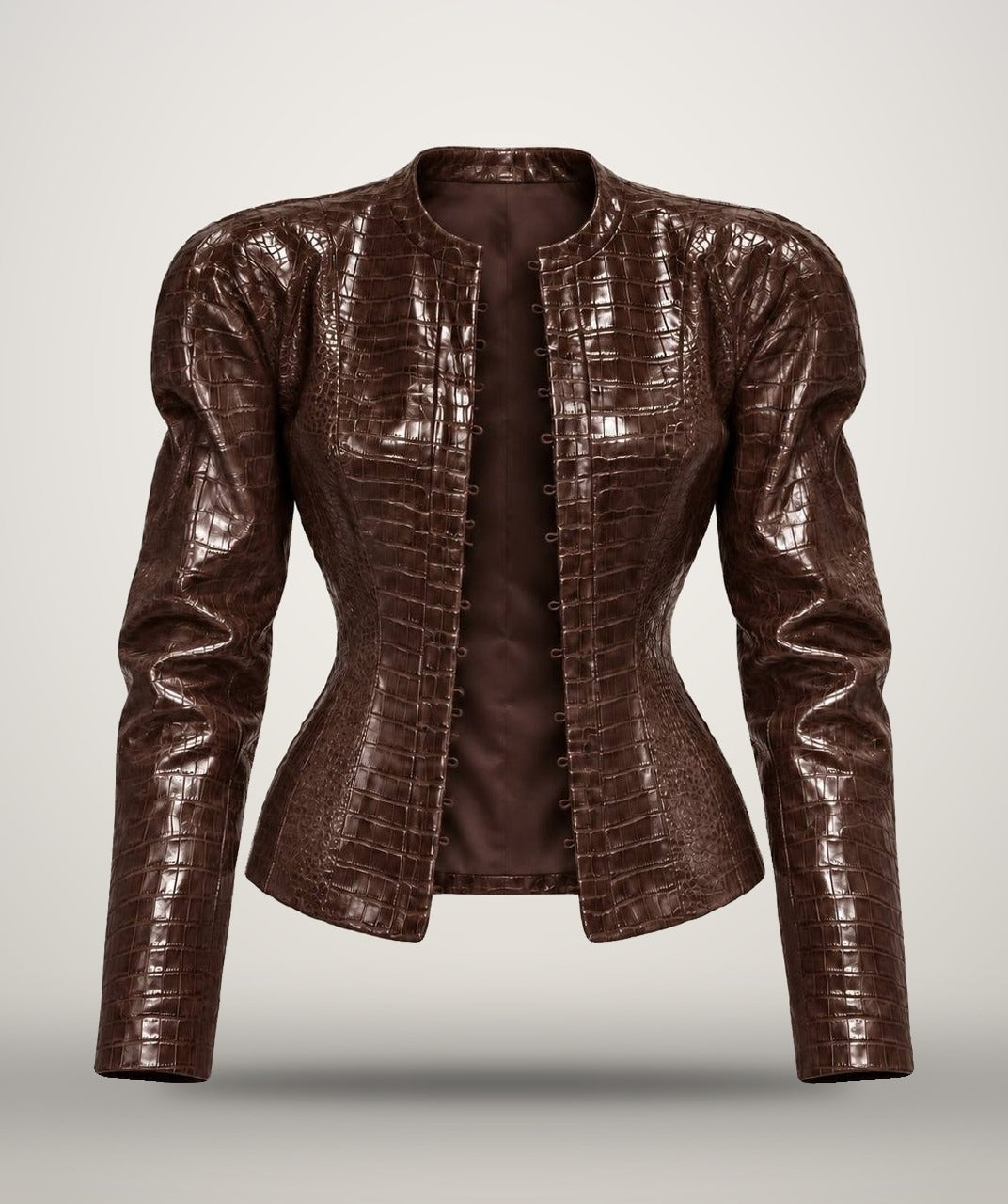 Jacket in Croco Vinyle in coffee