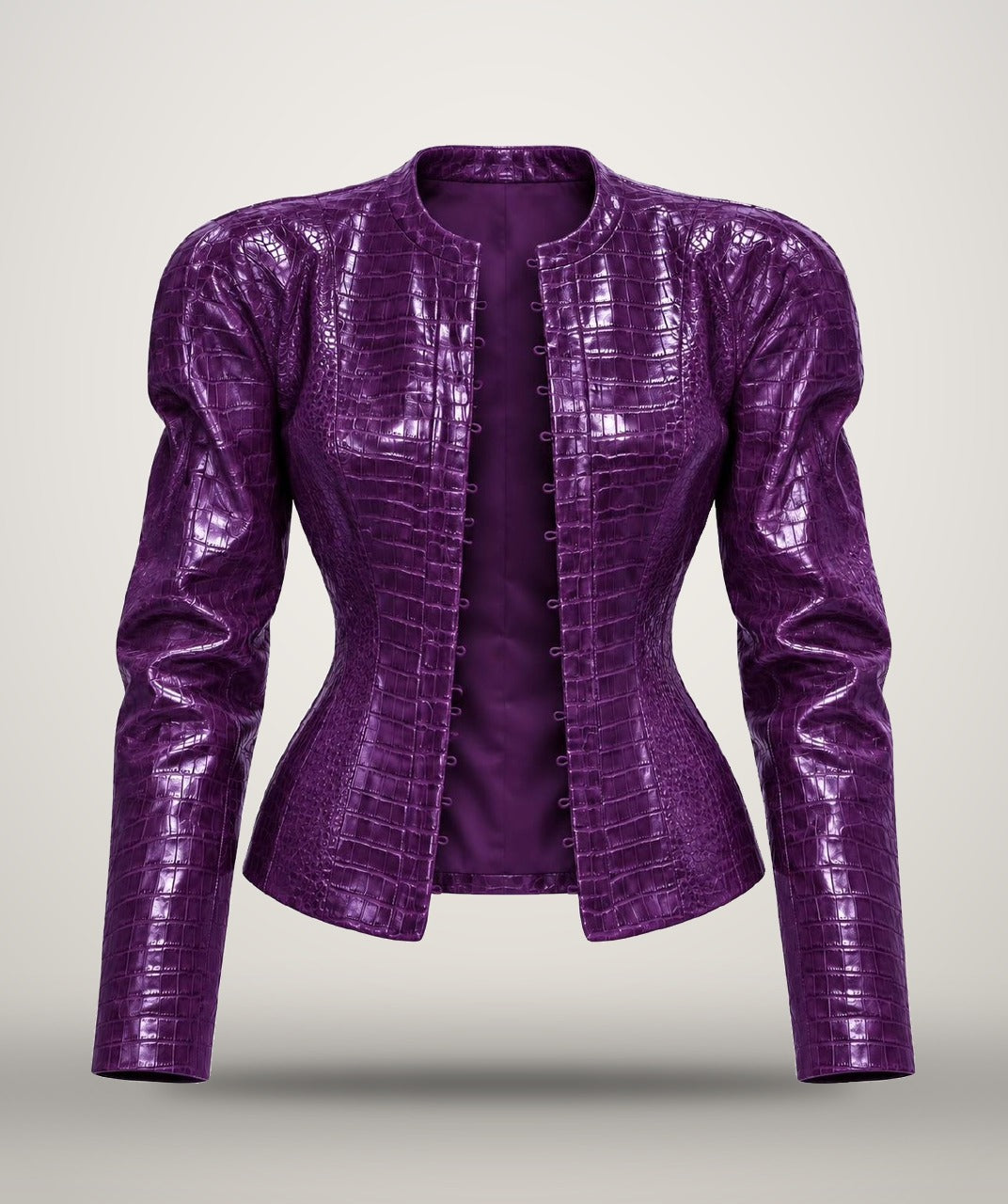 Jacket in Croco Vinyle in dark purple