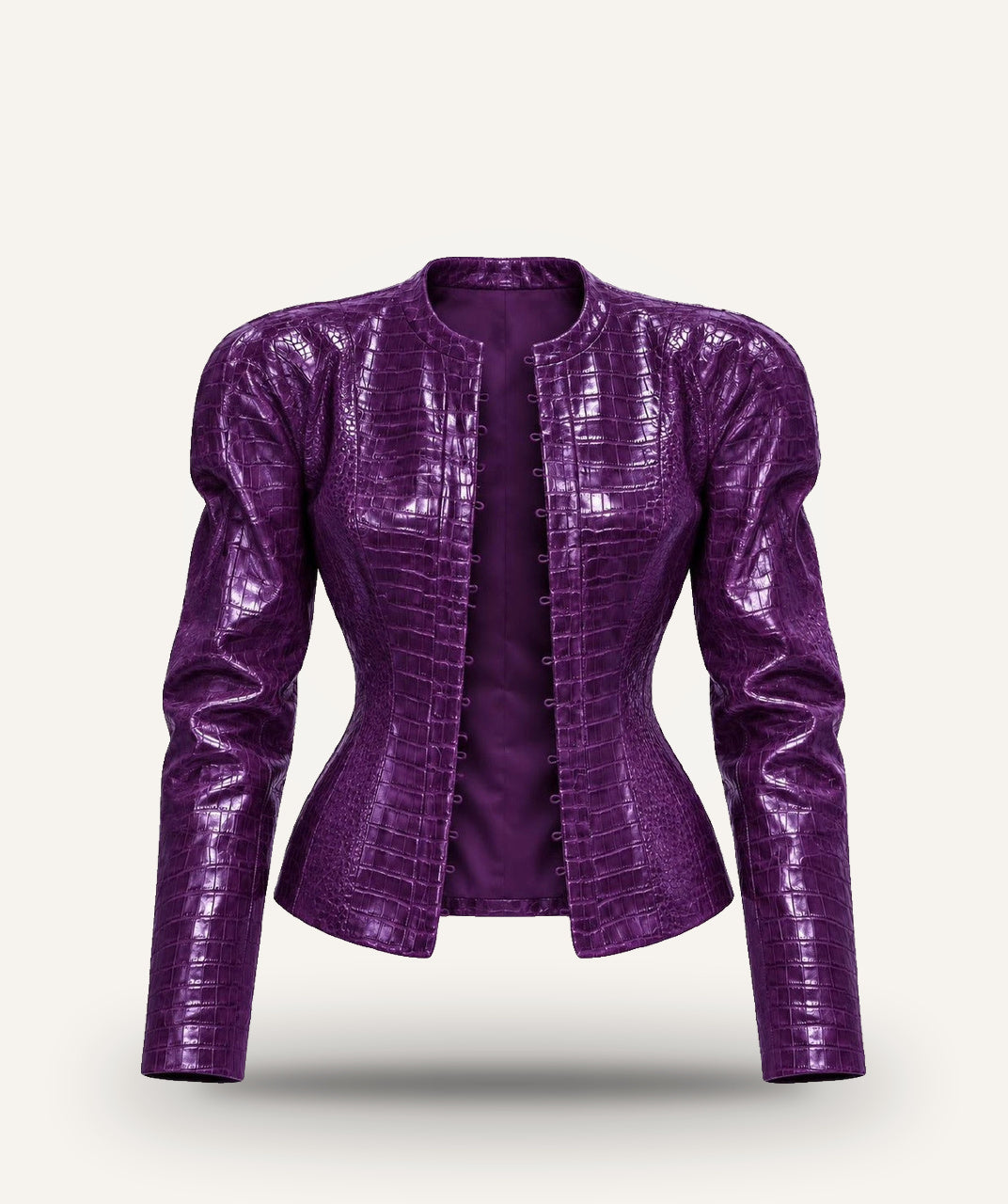 Jacket in Croco Vinyle in dark purple
