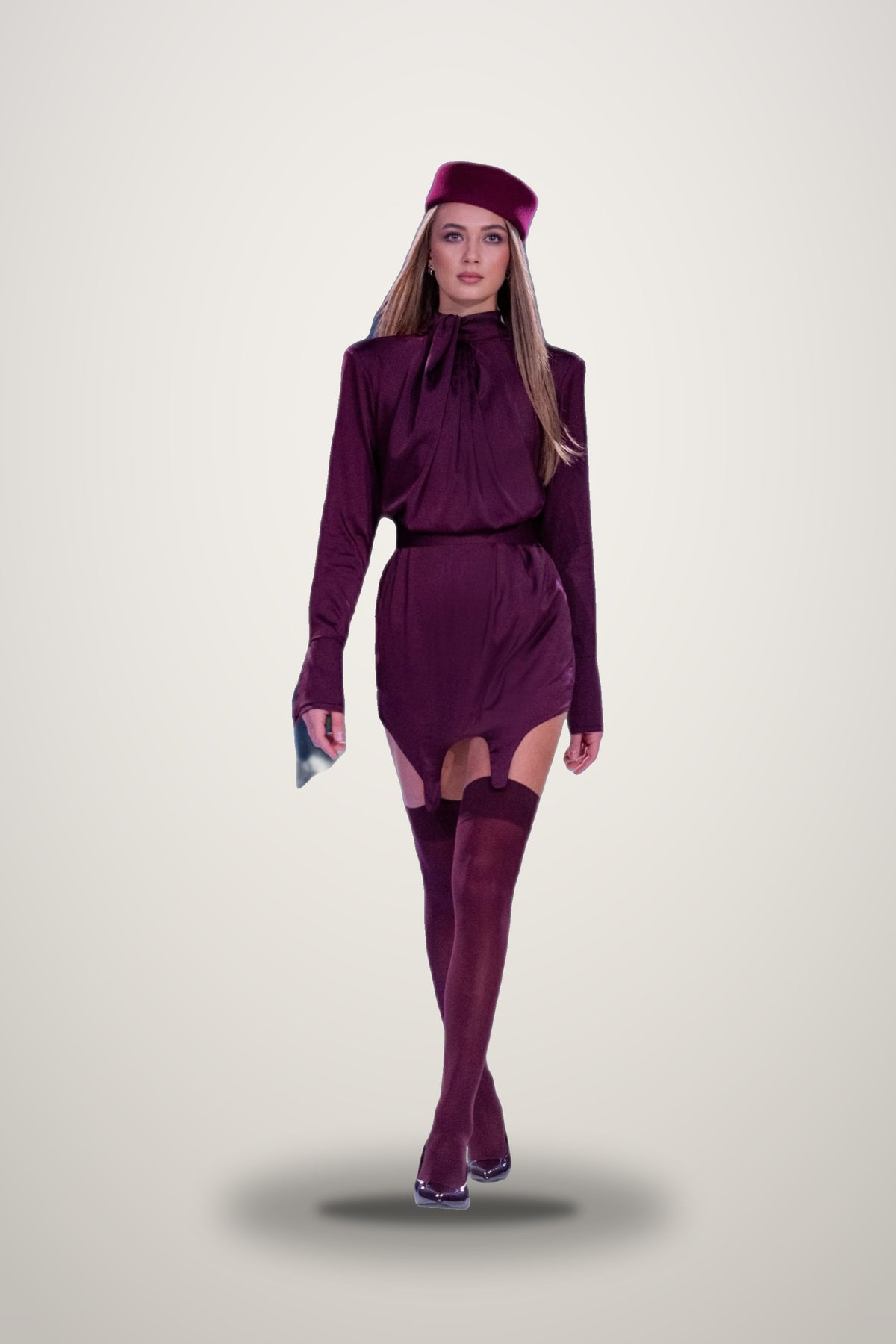 Suspender Dress in maroon