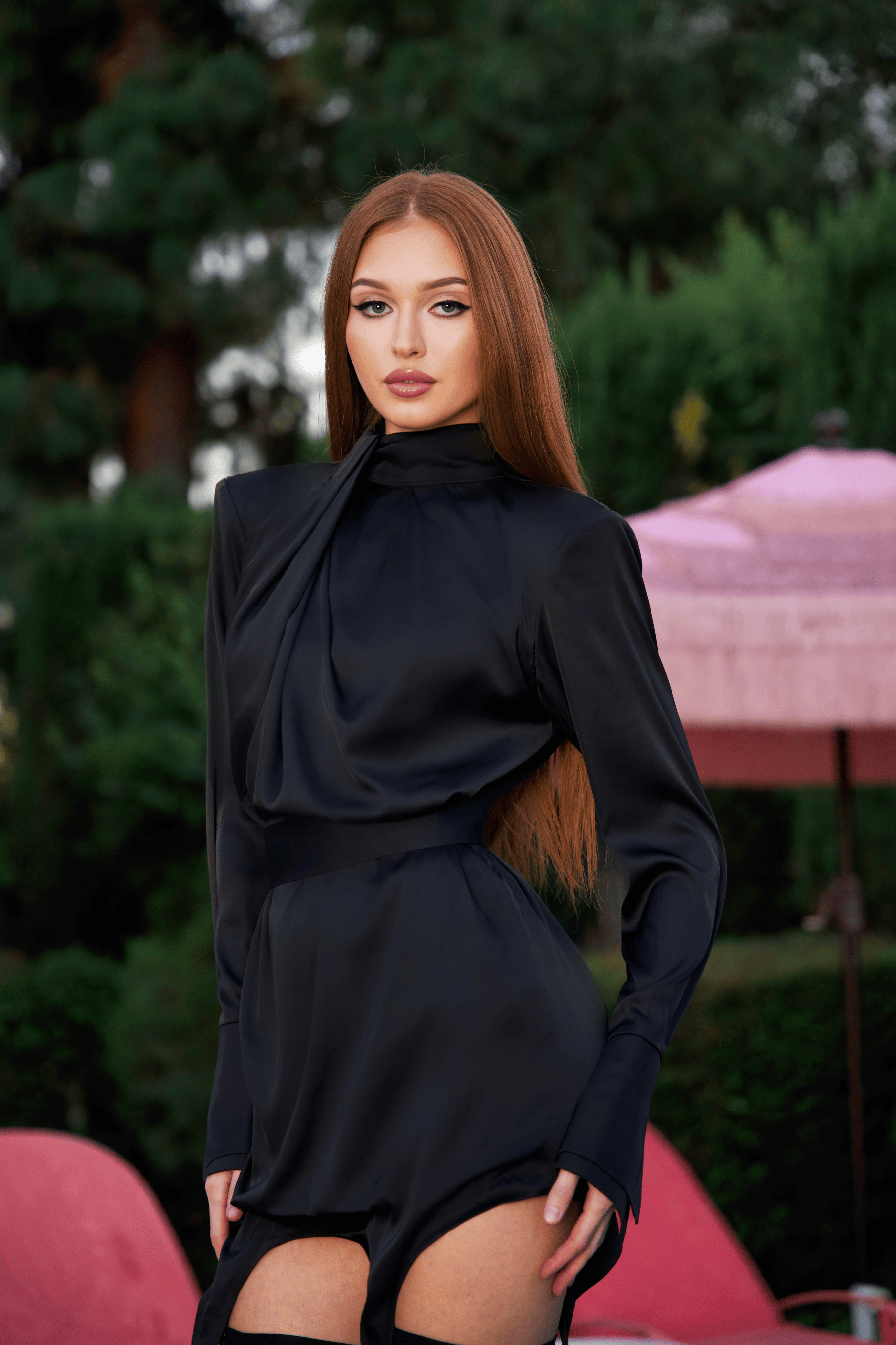 Black suspender dress