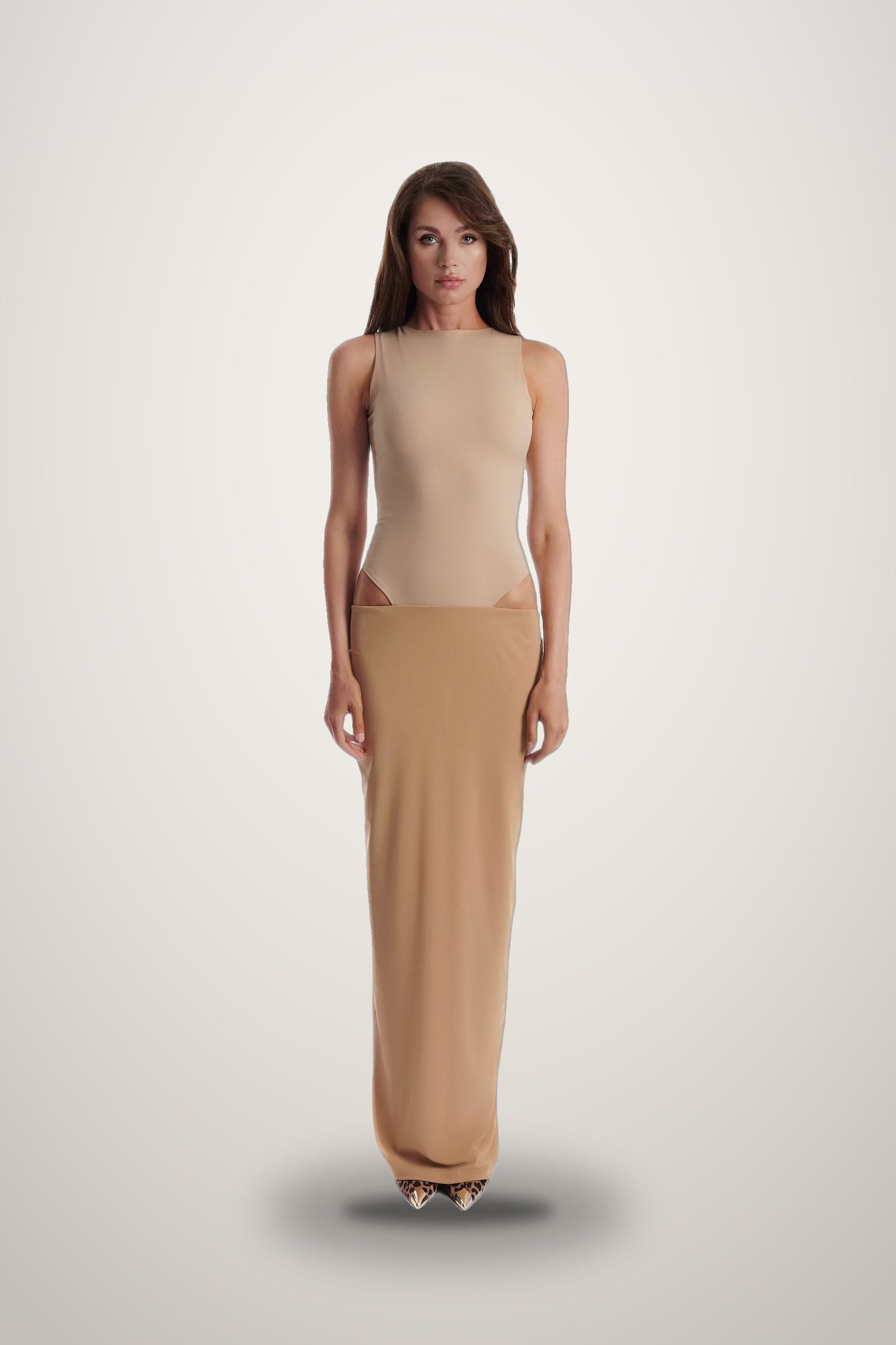 Mesh Dress in beige