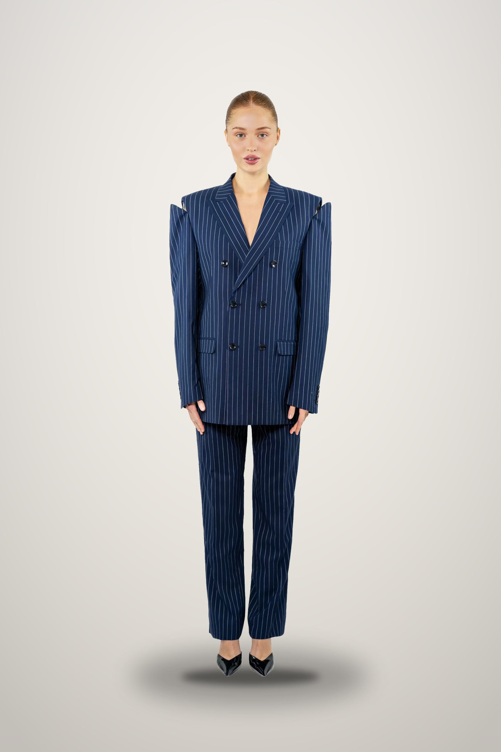 Striped Suit in navy