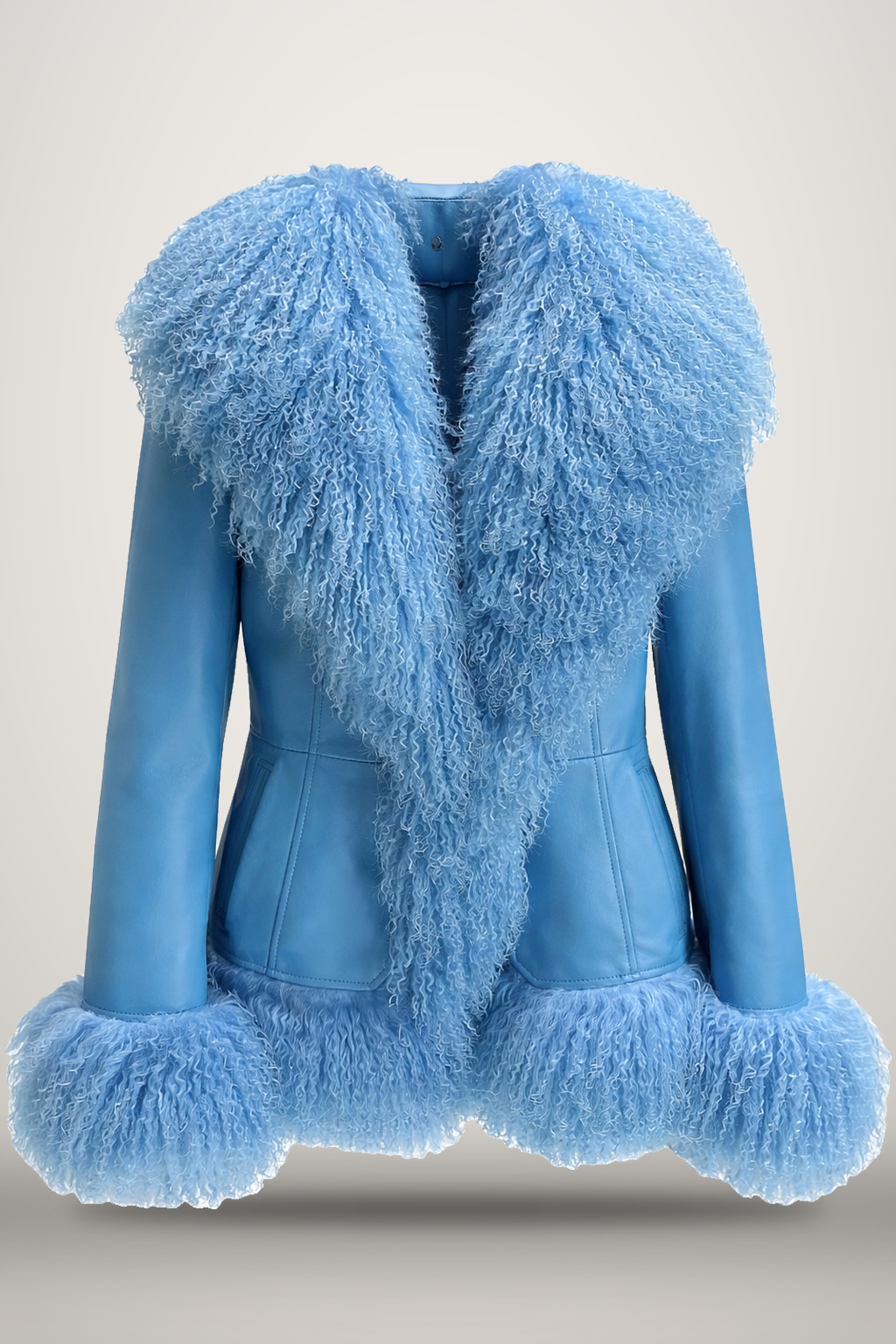 Alba Lama Short Coat in sky blue