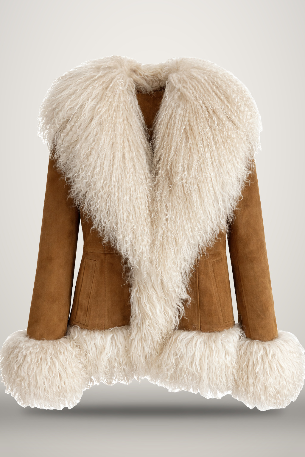 Alba Lama Short Coat in tan