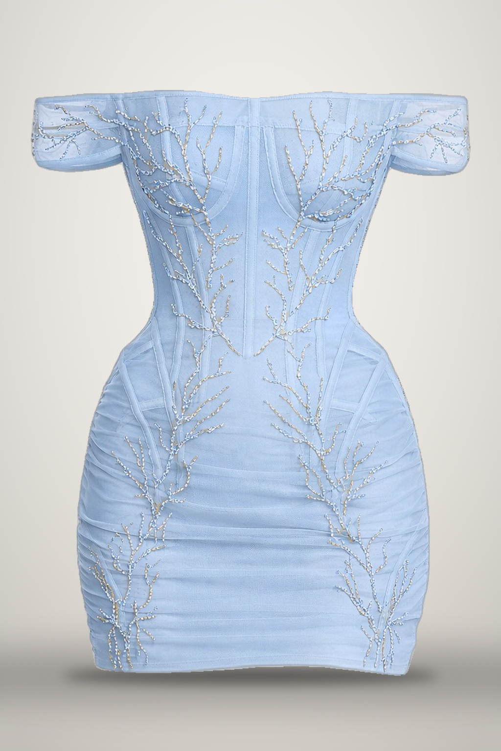 Crystal Vein Corset Dress in sky blue