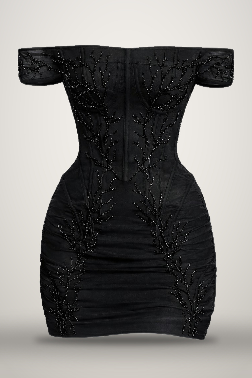 Crystal Vein Corset Dress in black