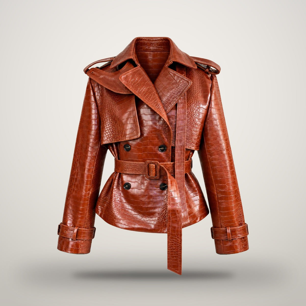 Brown Coat in Croco Vinyle