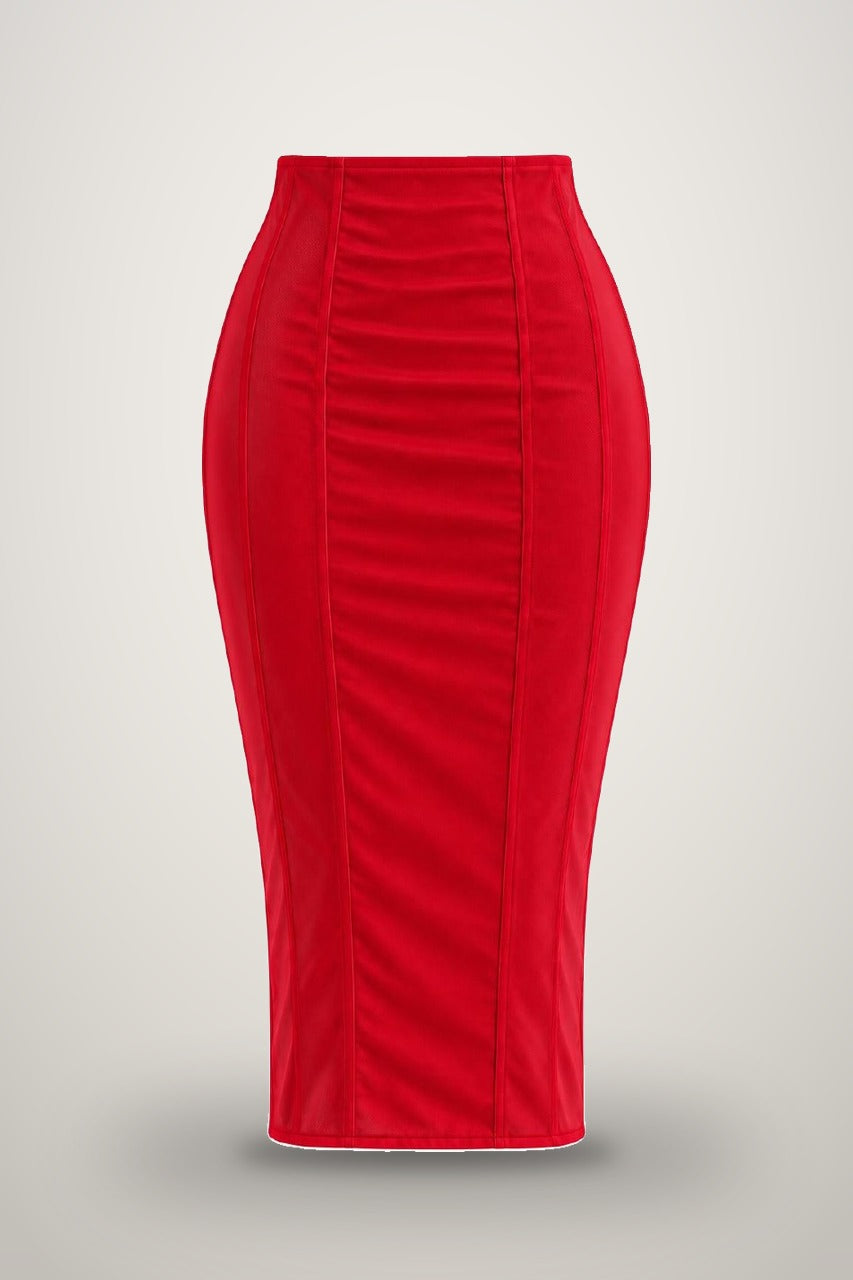 Luisa Mesh Skirt in red