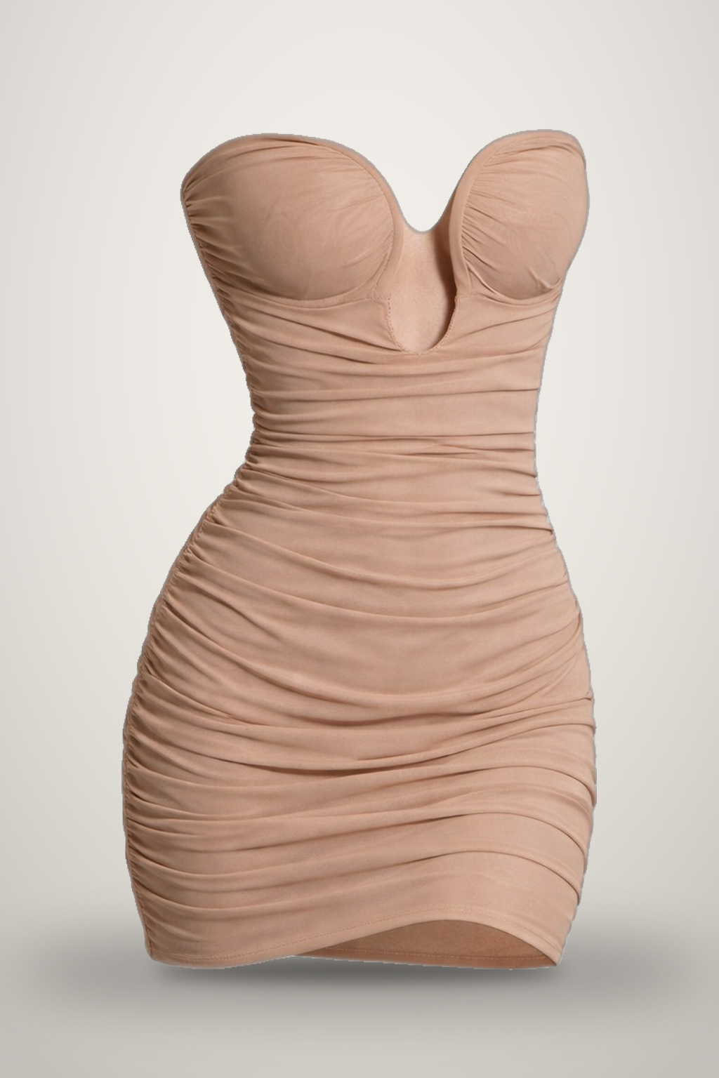 Drape Mini Dress in tan