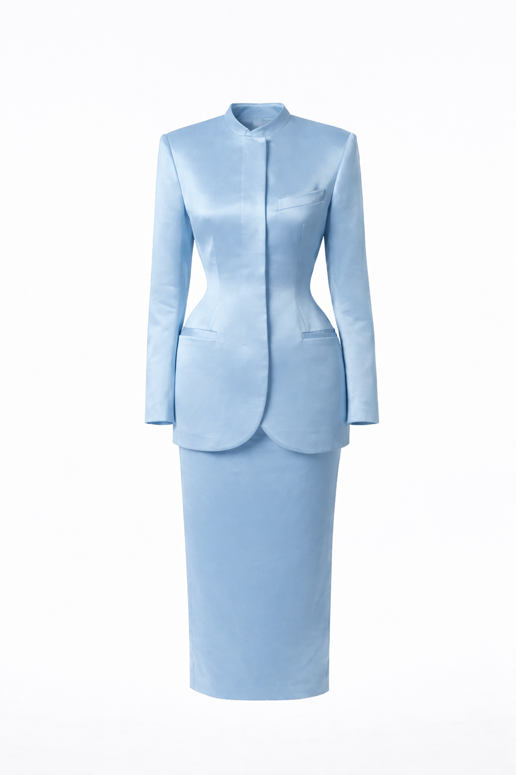Silk baby blue suit