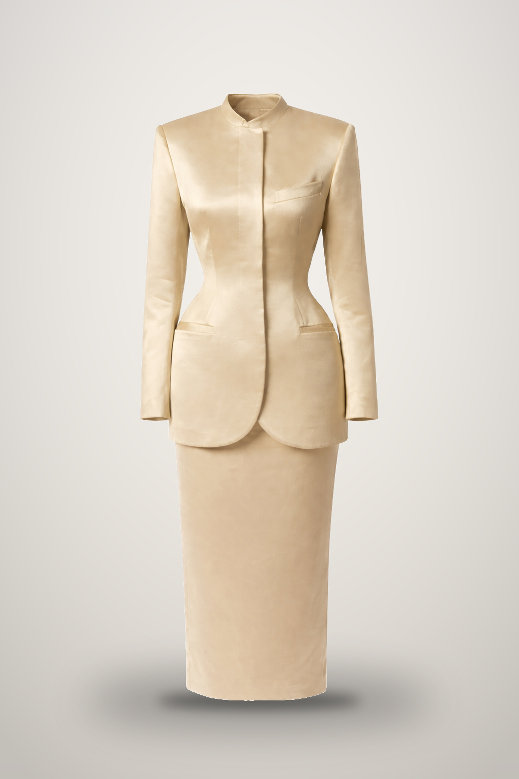 Silk Suit in tan