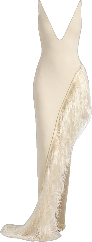 Fringe V-Neck Gown