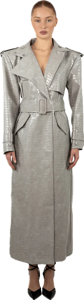 Silver Croco Trench Coat