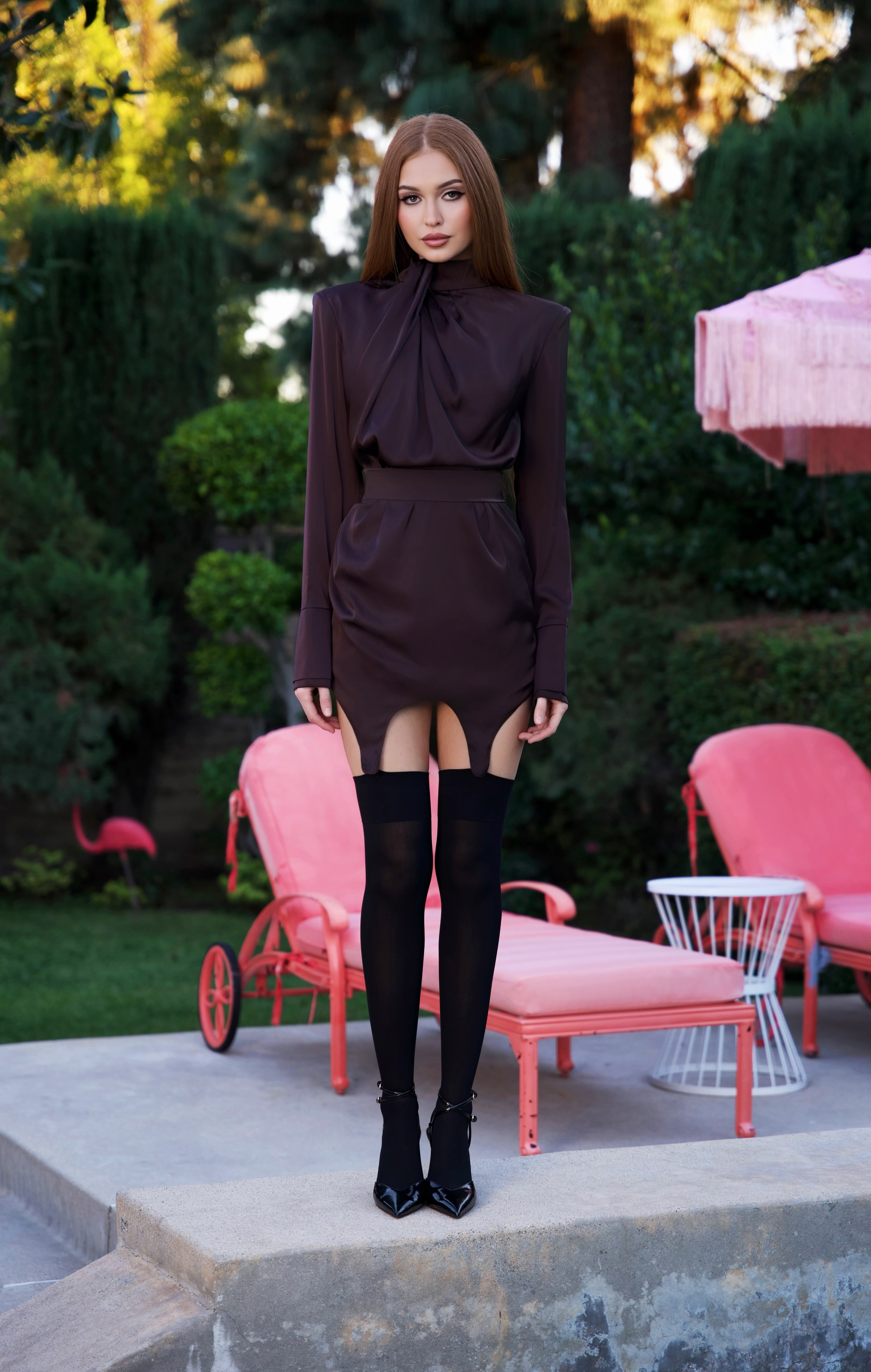 Brown suspender dress