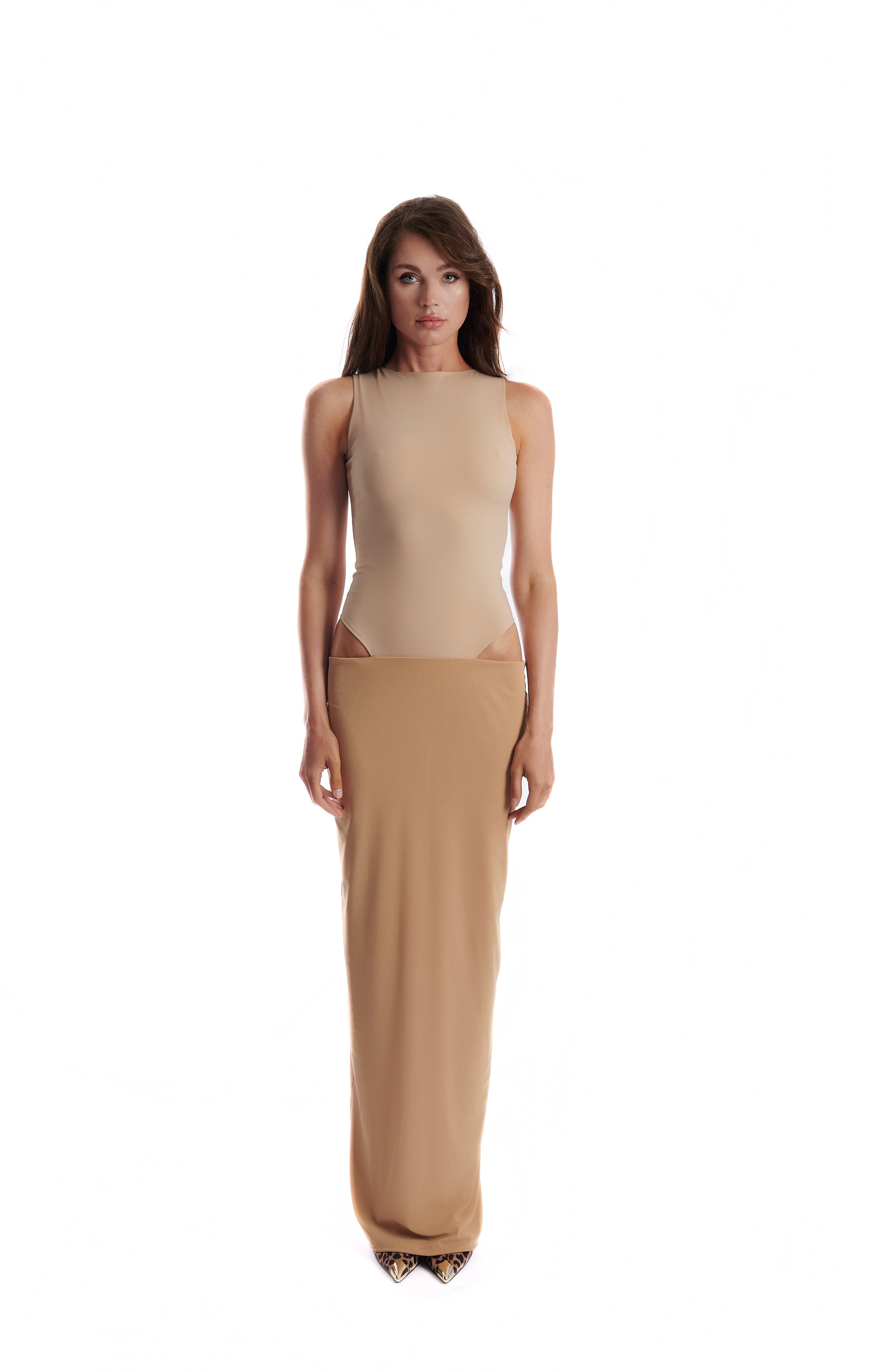 Beige mesh dress