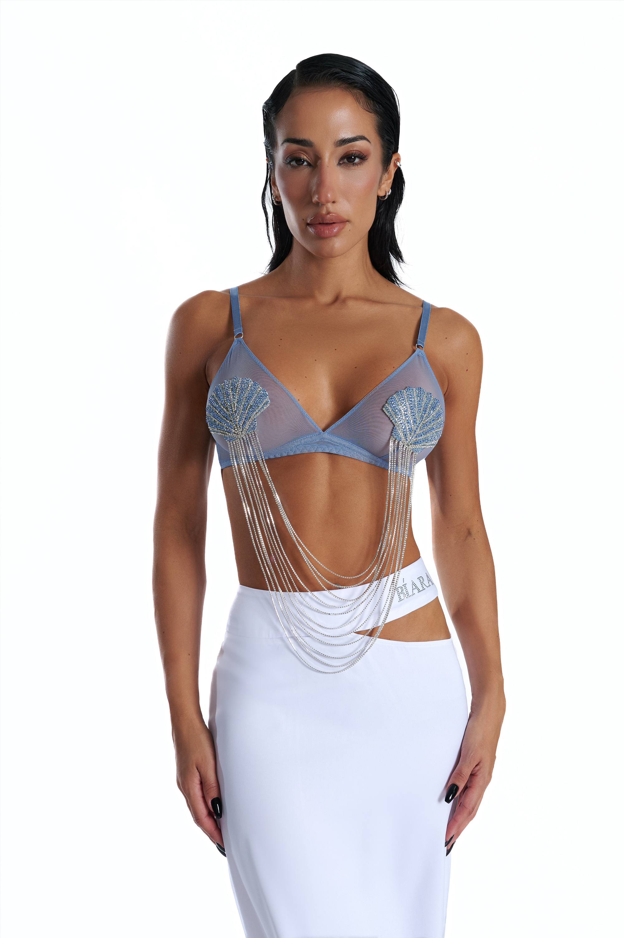 Shell blue bra