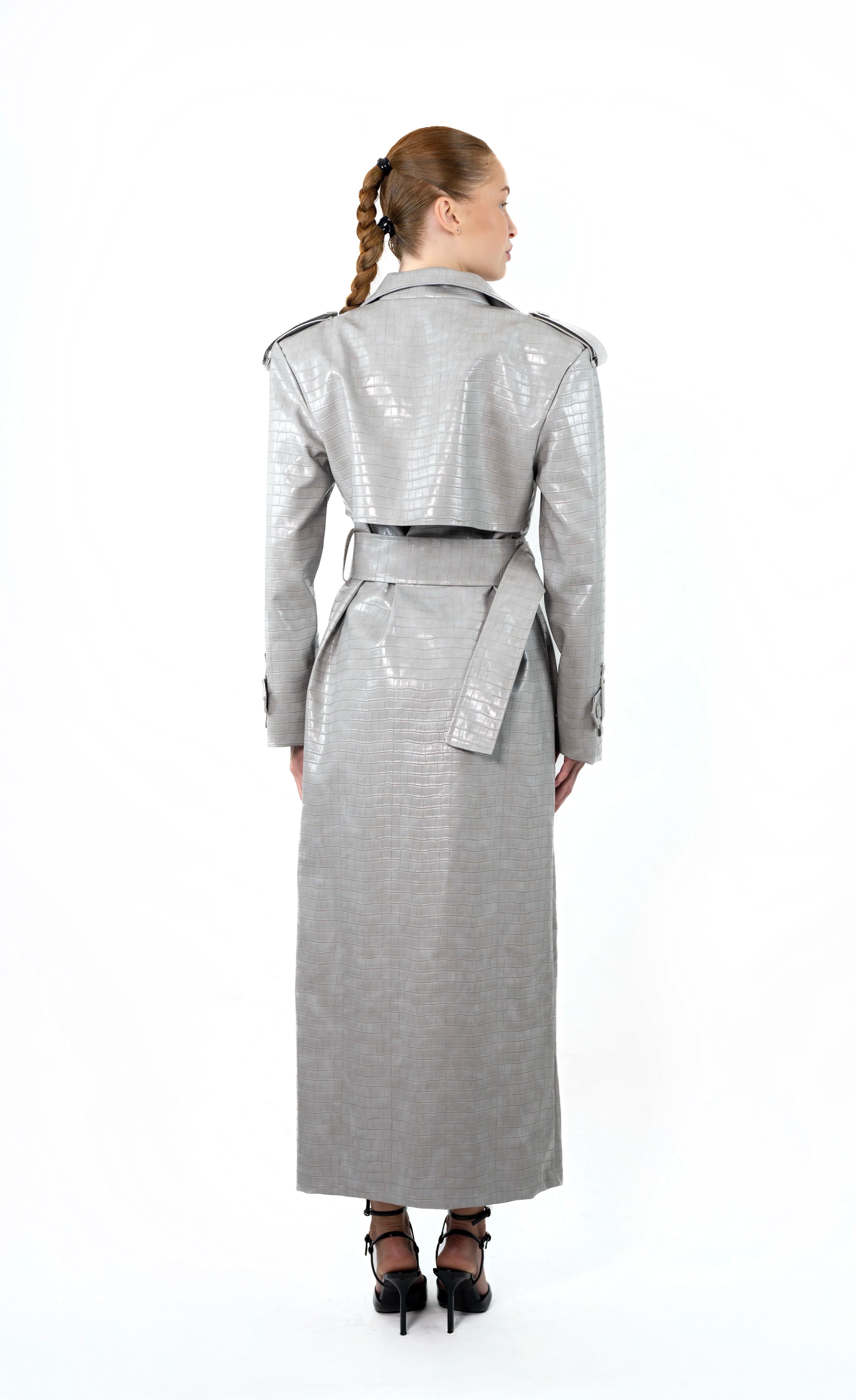 Silver Croco Trench Coat