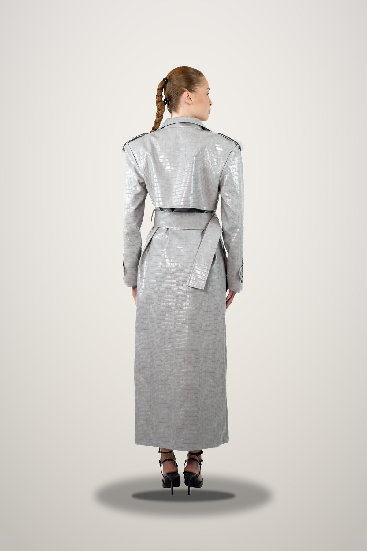 Silver Croco Trench Coat