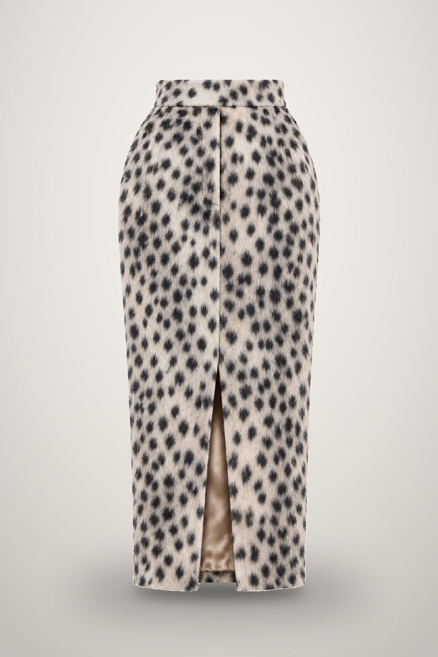 Snow Leopard Midi Skirt