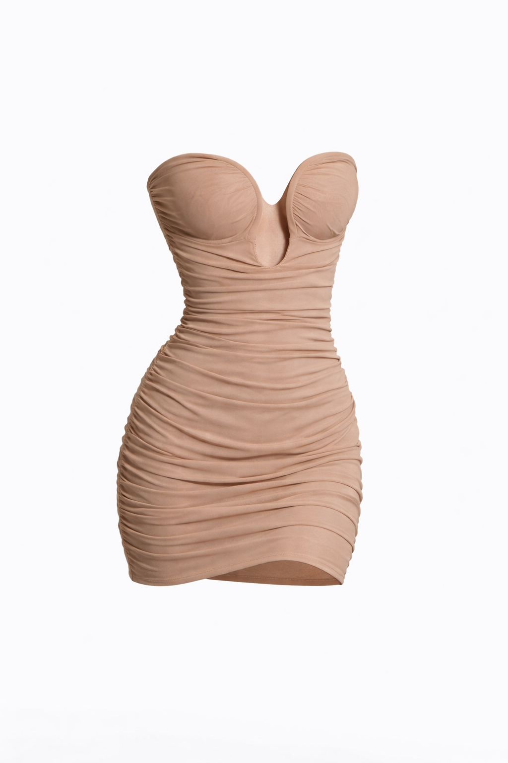 Nude Drape Mini Dress