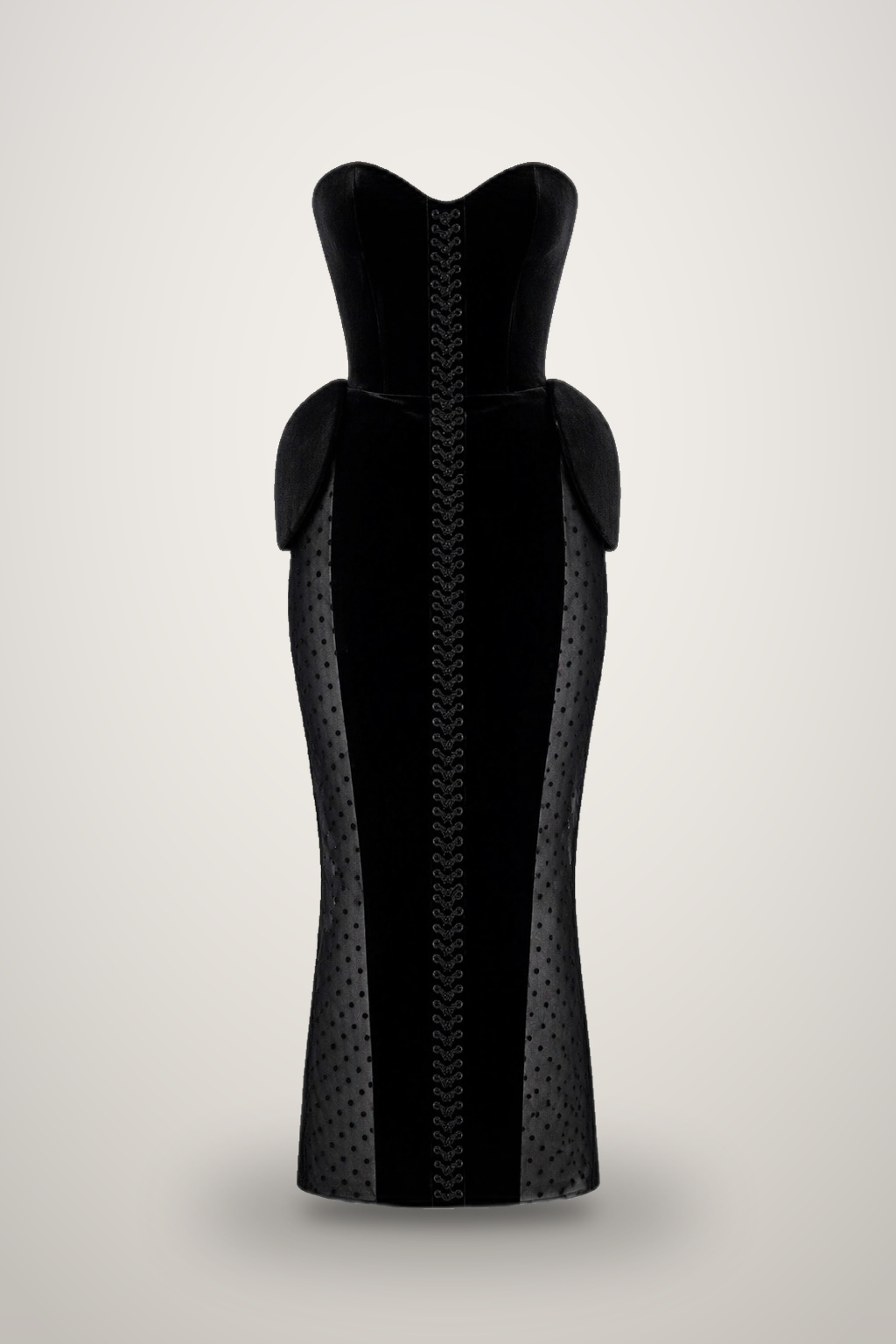 Charcoal Mesh Corset Gown in charcoal